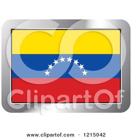 Clipart of a Venezuela Flag and Silver Frame Icon - Royalty Free Vector Illustration by Lal Perera