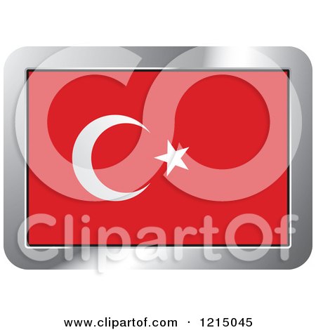 Clipart of a Turkey Flag and Silver Frame Icon - Royalty Free Vector Illustration by Lal Perera