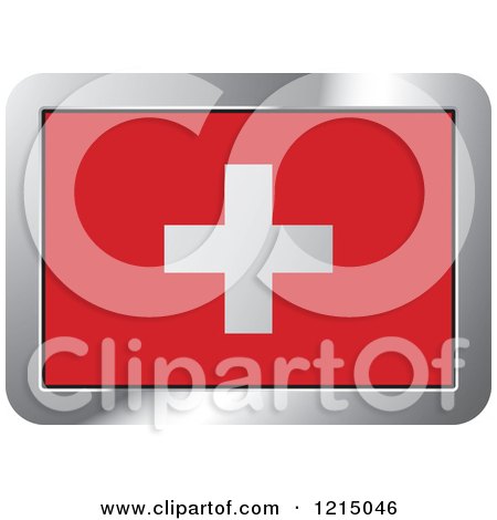 Clipart of a Switzerland Flag and Silver Frame Icon - Royalty Free Vector Illustration by Lal Perera