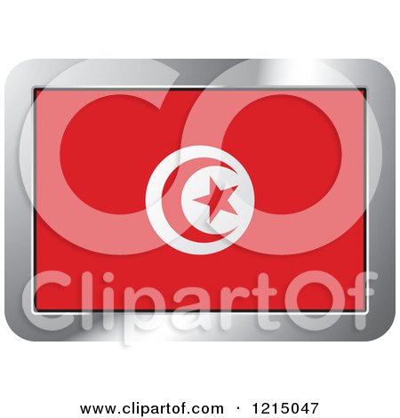 Clipart of a Tunisia Flag and Silver Frame Icon - Royalty Free Vector Illustration by Lal Perera