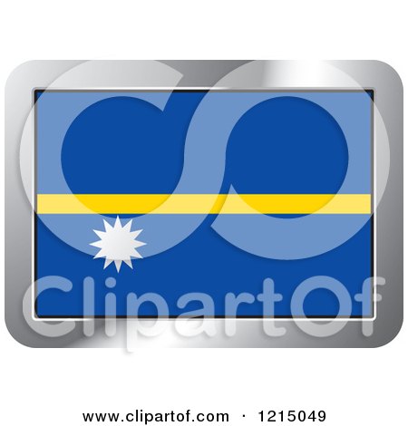 Clipart of a Nauru Flag and Silver Frame Icon - Royalty Free Vector Illustration by Lal Perera