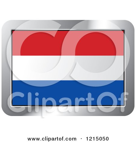 Clipart of a Netherlands Flag and Silver Frame Icon - Royalty Free Vector Illustration by Lal Perera