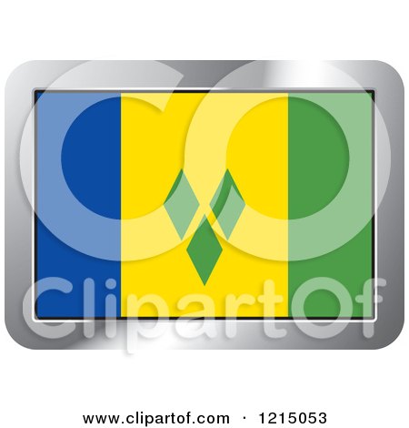 Clipart of a Saint Vincent and the Grenadines Flag and Silver Frame Icon - Royalty Free Vector Illustration by Lal Perera