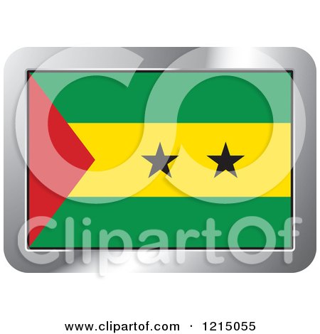 Clipart of a Sao Tome and Principe Flag and Silver Frame Icon - Royalty Free Vector Illustration by Lal Perera