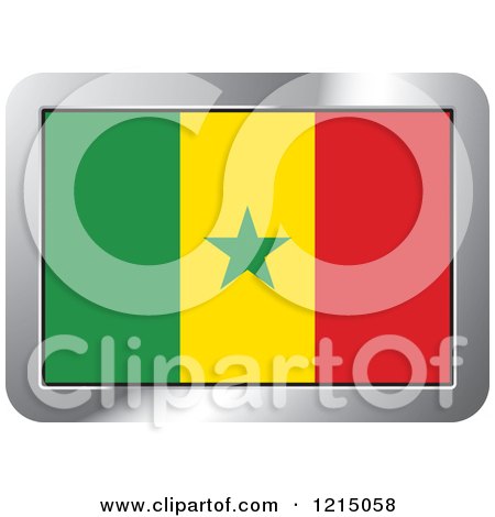 Clipart of a Senegal Flag and Silver Frame Icon - Royalty Free Vector Illustration by Lal Perera