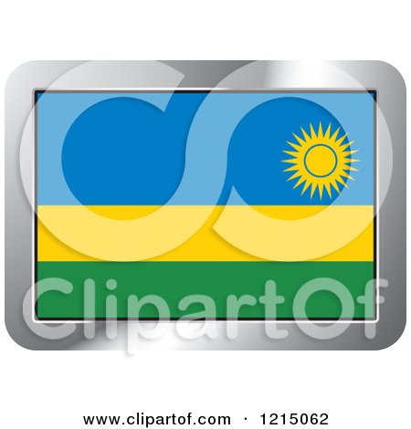 Clipart of a Rwanda Flag and Silver Frame Icon - Royalty Free Vector Illustration by Lal Perera