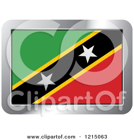 Clipart of a Saint Kitts and Nevis Flag and Silver Frame Icon - Royalty Free Vector Illustration by Lal Perera