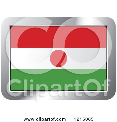 Clipart of a Niger Flag and Silver Frame Icon - Royalty Free Vector Illustration by Lal Perera