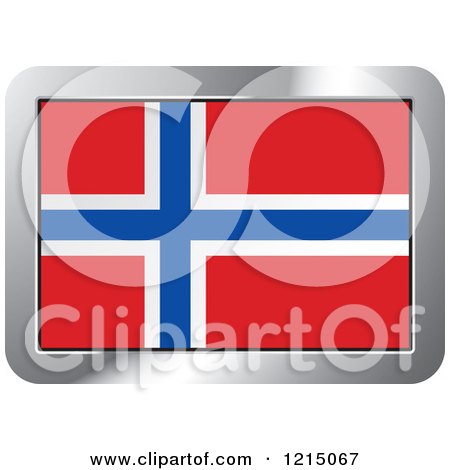 Clipart of a Norway Flag and Silver Frame Icon - Royalty Free Vector Illustration by Lal Perera