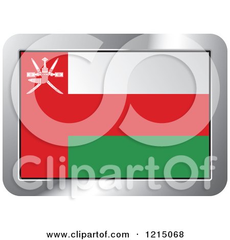 Clipart of an Oman Flag and Silver Frame Icon - Royalty Free Vector Illustration by Lal Perera