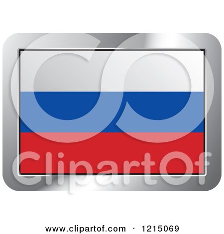 Clipart of a Russia Flag and Silver Frame Icon - Royalty Free Vector Illustration by Lal Perera