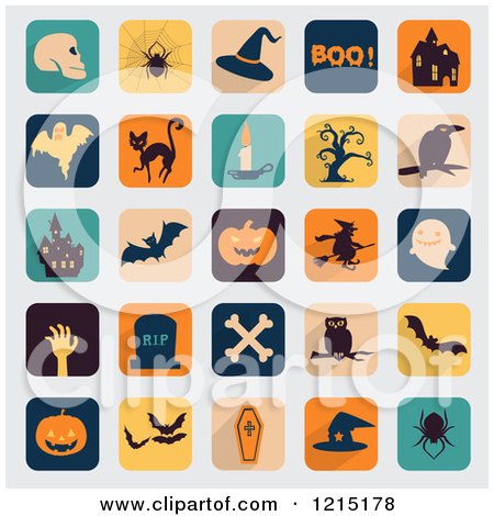 Clipart of Halloween App Icons on Gray - Royalty Free Vector Illustration by Eugene
