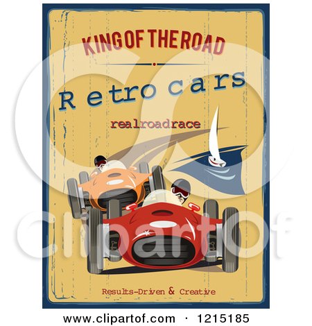 Clipart of Distressed Race Cars and Text - Royalty Free Vector Illustration by Eugene
