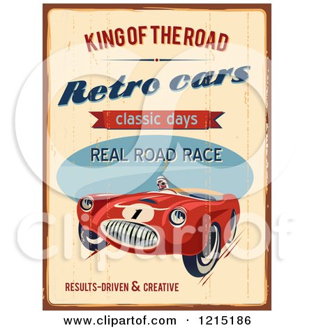 Clipart of a Distressed Race Car and Text - Royalty Free Vector Illustration by Eugene