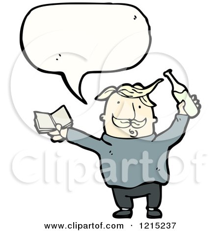 Cartoon of a Drinking Man Speaking - Royalty Free Vector Illustration by lineartestpilot