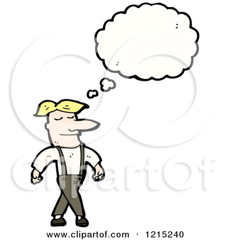 Cartoon of a Man in Suspenders Thinking - Royalty Free Vector Illustration by lineartestpilot