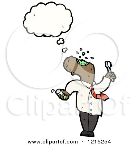 Cartoon of a Man Gargling Thinking - Royalty Free Vector Illustration by lineartestpilot
