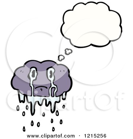 Cartoon of a Stormy Cloud Thinking - Royalty Free Vector Illustration by lineartestpilot