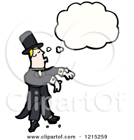 Cartoon of a Magician Thinking - Royalty Free Vector Illustration by lineartestpilot