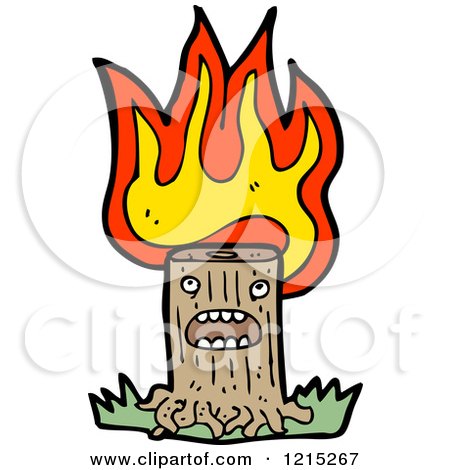 Cartoon of a Flaming Tree Stump - Royalty Free Vector Illustration by lineartestpilot