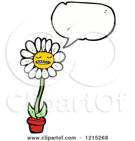 Cartoon of a Speaking Daisy - Royalty Free Vector Illustration by lineartestpilot