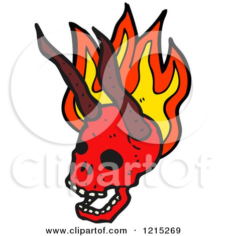 Cartoon of a Flaming Red Skull - Royalty Free Vector Illustration by lineartestpilot