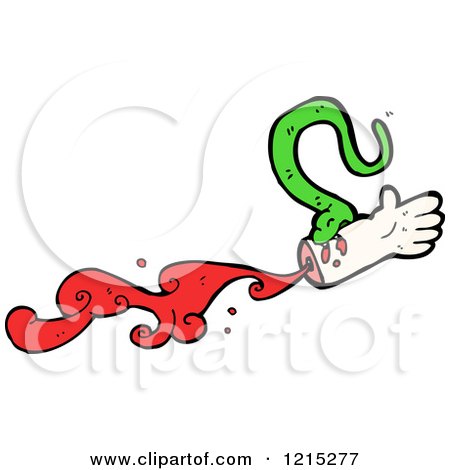 Cartoon of a Snake Biting a Dismembered Hand - Royalty Free Vector Illustration by lineartestpilot