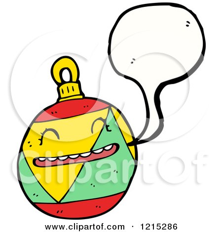 Cartoon of a Speaking Christmas Ornament - Royalty Free Vector Illustration by lineartestpilot