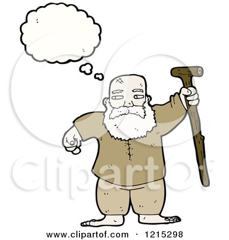 Cartoon of an Old Man Thinking - Royalty Free Vector Illustration by lineartestpilot