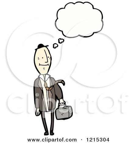 Cartoon of a Business Man Thinking - Royalty Free Vector Illustration by lineartestpilot