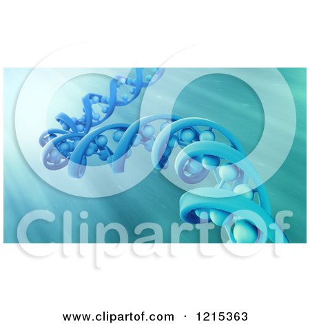 Clipart of a 3d Blue Dna Strand Model in Light Rays - Royalty Free Illustration by Mopic