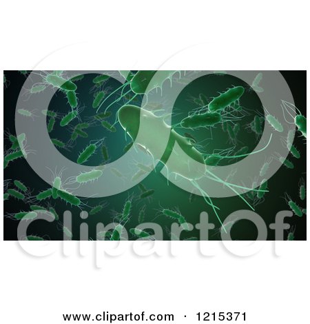 Clipart of 3d Bacteria with Multiple Flagella in Green - Royalty Free Illustration by Mopic
