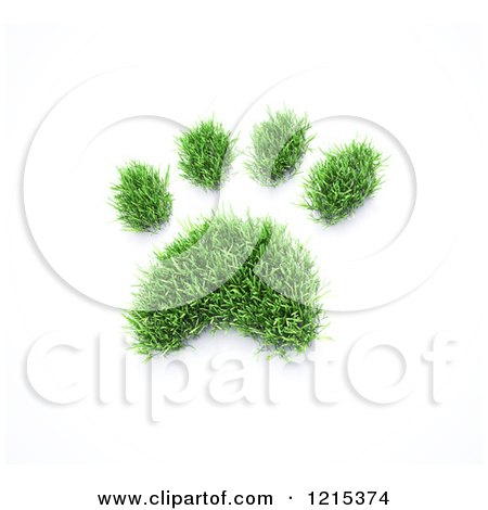 Clipart of a 3d Grass Pet Paw Print - Royalty Free Illustration by Mopic