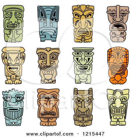 Clipart of Idol and Demon Tribal Masks - Royalty Free Vector Illustration by Vector Tradition SM
