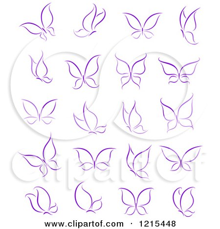Clipart of Purple Butterflies - Royalty Free Vector Illustration by Vector Tradition SM