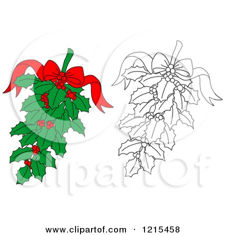 Clipart of Bows and Christmas Holly - Royalty Free Vector Illustration by Vector Tradition SM