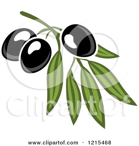 Clipart of Black Olives with Leaves 5 - Royalty Free Vector Illustration by Vector Tradition SM