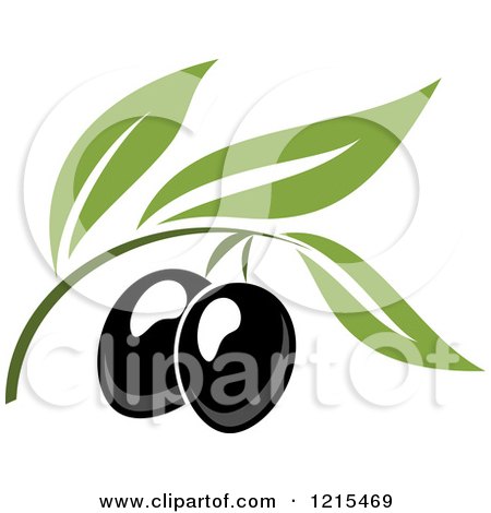 Clipart of Black Olives with Leaves 6 - Royalty Free Vector Illustration by Vector Tradition SM