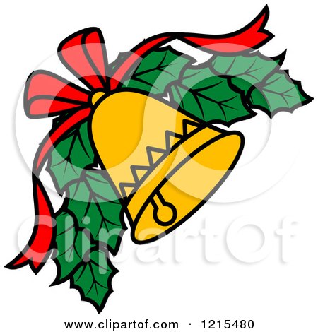 Clipart of a Christmas Bell with Holly - Royalty Free Vector Illustration by Vector Tradition SM