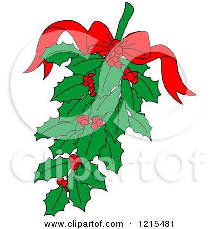 Clipart of a Bow and Christmas Holly - Royalty Free Vector Illustration by Vector Tradition SM
