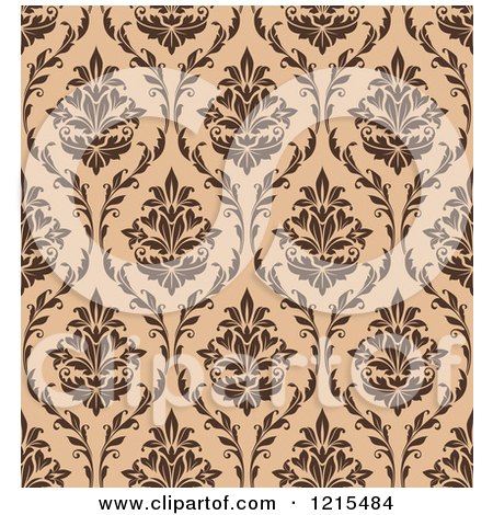 Clipart of a Brown Seamless Vintage Damask Pattern - Royalty Free Vector Illustration by Vector Tradition SM
