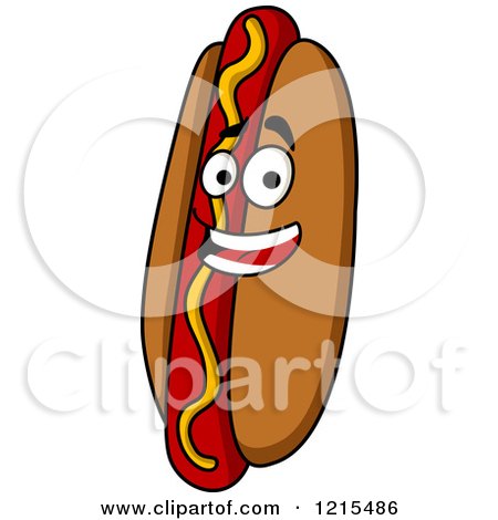 Clipart of a Happy Hot Dog Character with Mustard - Royalty Free Vector Illustration by Vector Tradition SM
