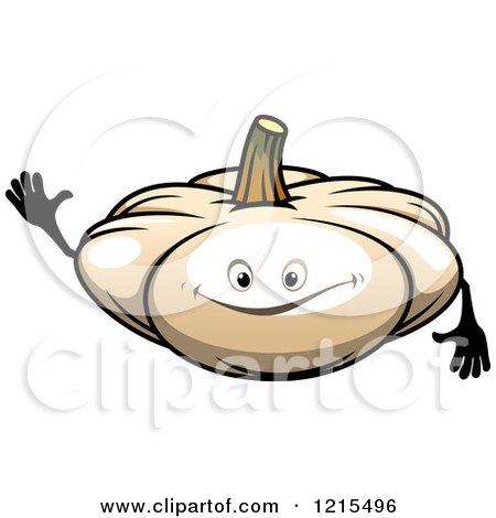 Clipart of a Waving White Pumpkin Mascot - Royalty Free Vector Illustration by Vector Tradition SM