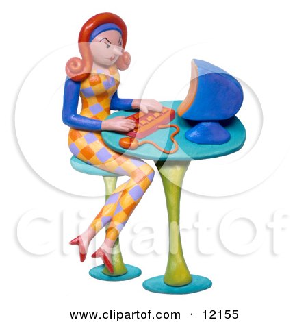 3d Secretary Working On A Computer At A Desk Posters, Art Prints