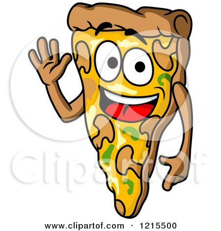 Clipart of a Waving Pizza Slice Character - Royalty Free Vector Illustration by Vector Tradition SM