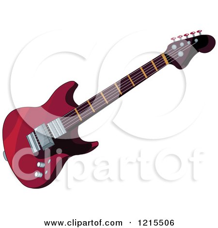 Clipart of a Red Electric Guitar - Royalty Free Vector Illustration by Pushkin
