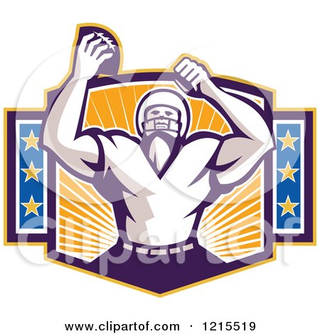Clipart of a Wide Receiver American Football Player Cheering After a Touchdown - Royalty Free Vector Illustration by patrimonio