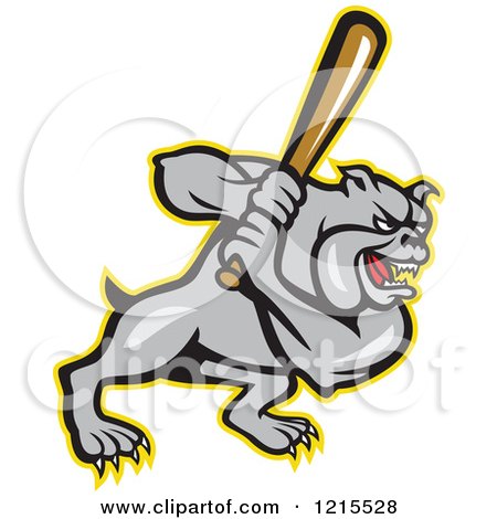 Clipart of a Cartoon Bulldog Baseball Mascot at Bat - Royalty Free Vector Illustration by patrimonio