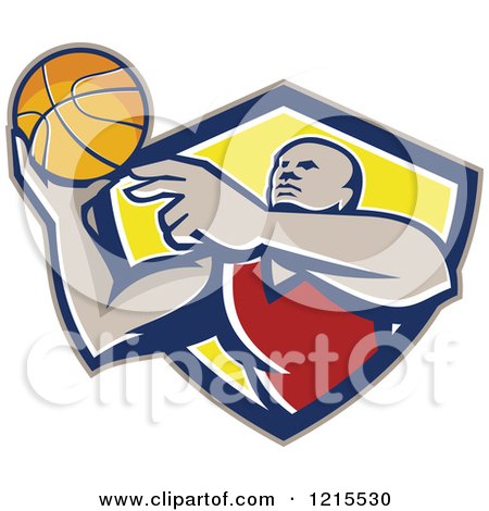 Clipart of a African American Basketball Player Throwing a Ball - Royalty Free Vector Illustration by patrimonio