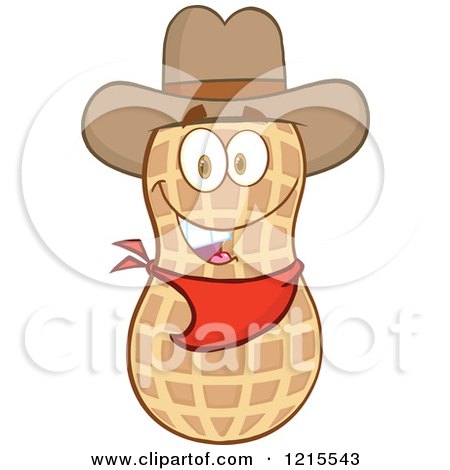 Clipart of a Cowboy Peanut Character - Royalty Free Vector Illustration by Hit Toon